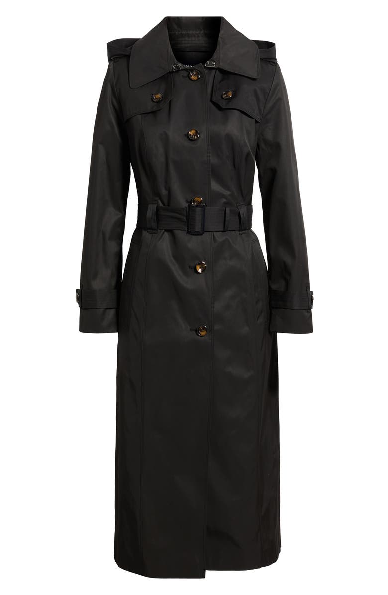 London Fog Cotton Blend Trench Coat, Main, color, Black