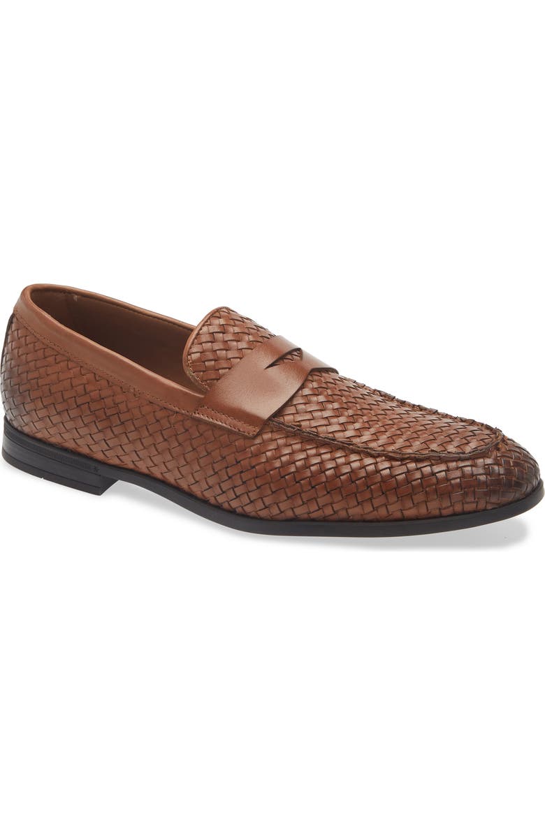 TO BOOT NEW YORK Higgins Woven Penny Loafer, Main, color, Crust Cuoio