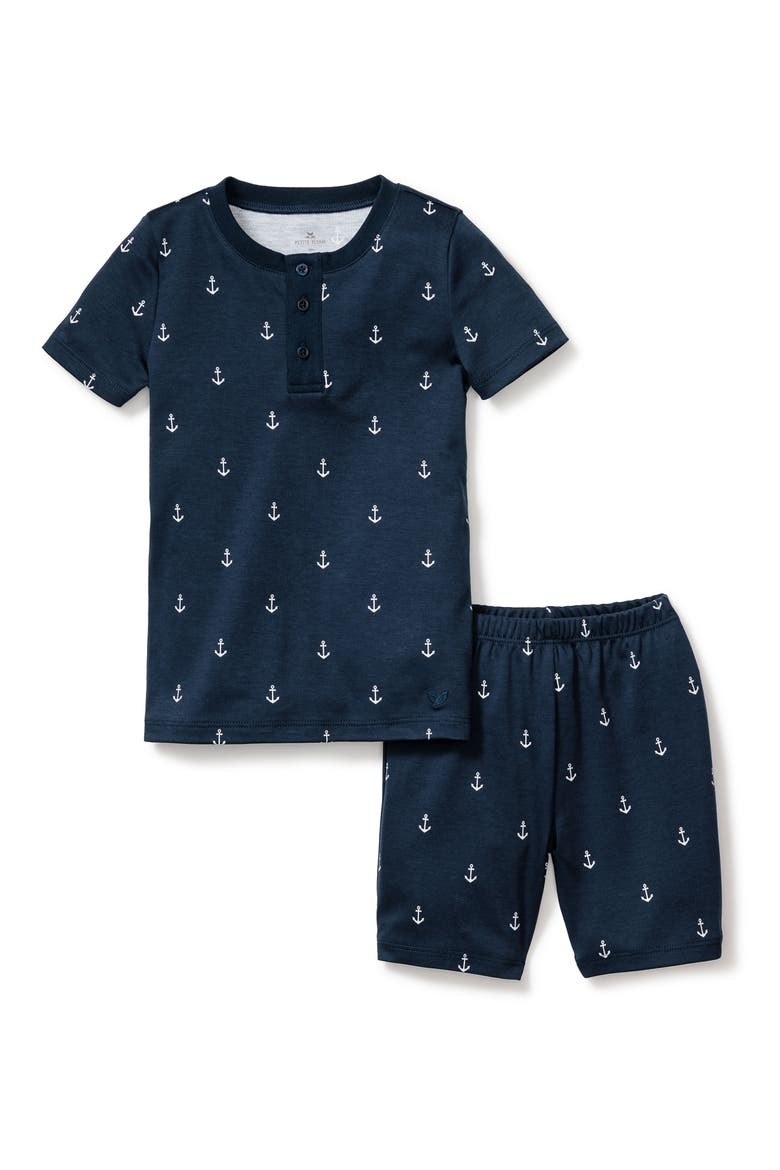 Kids' Print Fitted Two-Piece Pima Cotton Short Pajamas, Main, color, NAVY