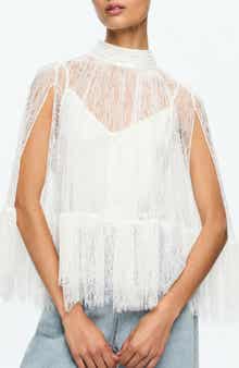 Alice + Olivia Zenon Sheer Lace Cape Top
