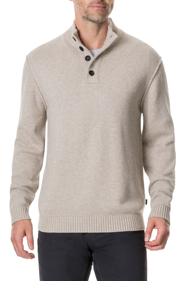 Kent Terrace Quarter Button Sweater, Main, color, BISCUIT