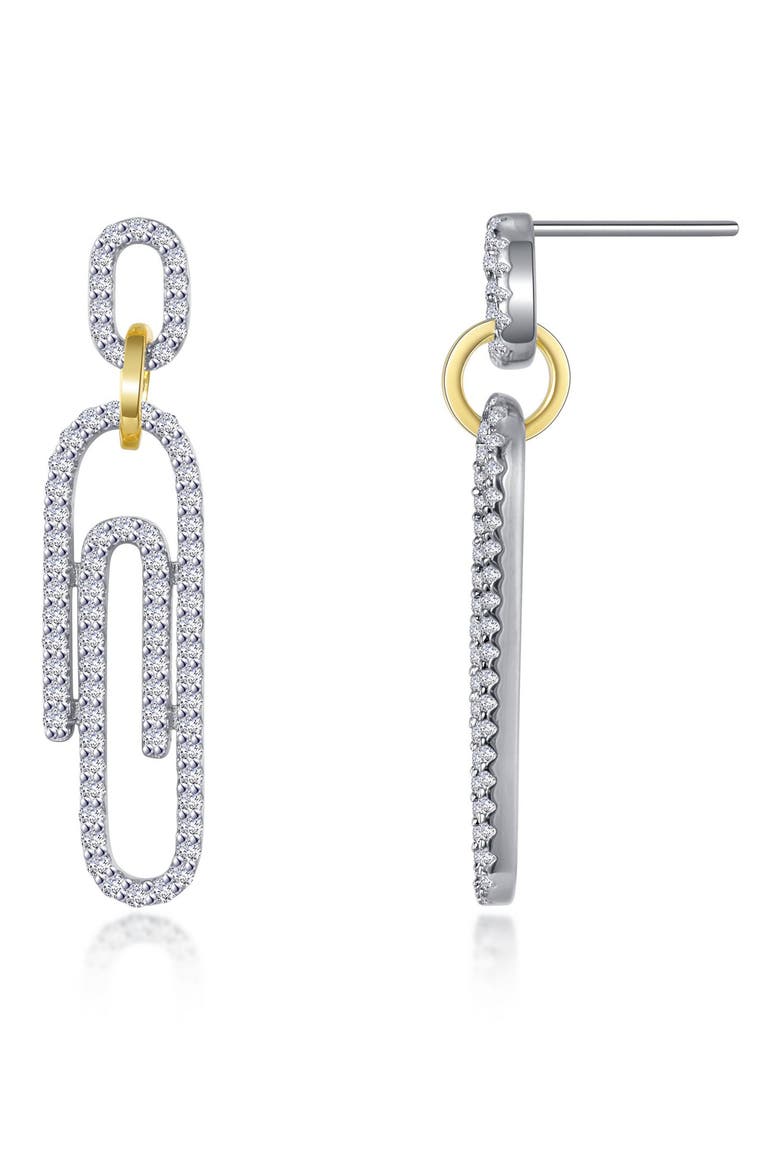 Simulated Diamond Two-Tone Paperclip Earrings, Main, color, TWO TONE