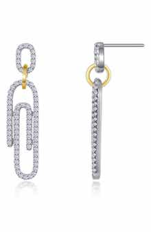 Lafonn Simulated Diamond Two-Tone Paperclip Earrings