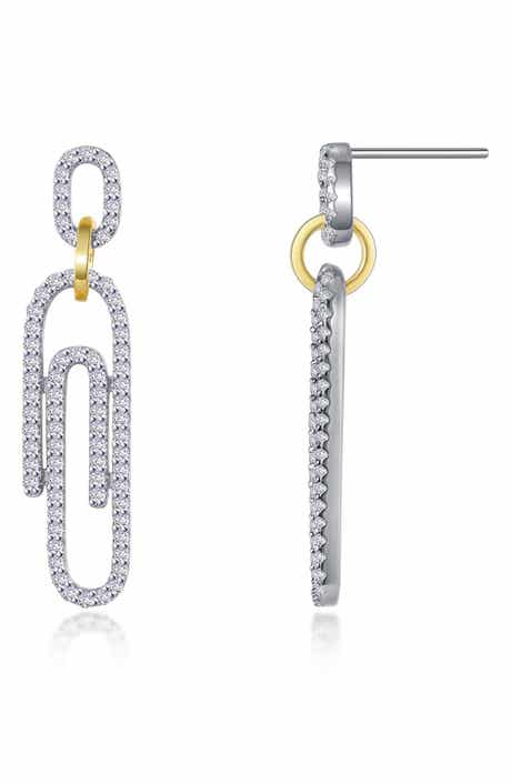 Lafonn Simulated Diamond Two-Tone Paperclip Earrings