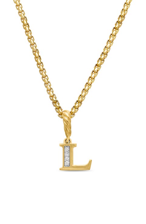 Pavé A Initial Pendant in 18K Yellow Gold with Diamonds