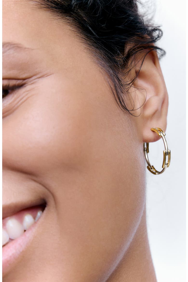 Signature Two-Tone Hoop Earrings, Alternate, color, 18CT GOLD VERMEIL /SS