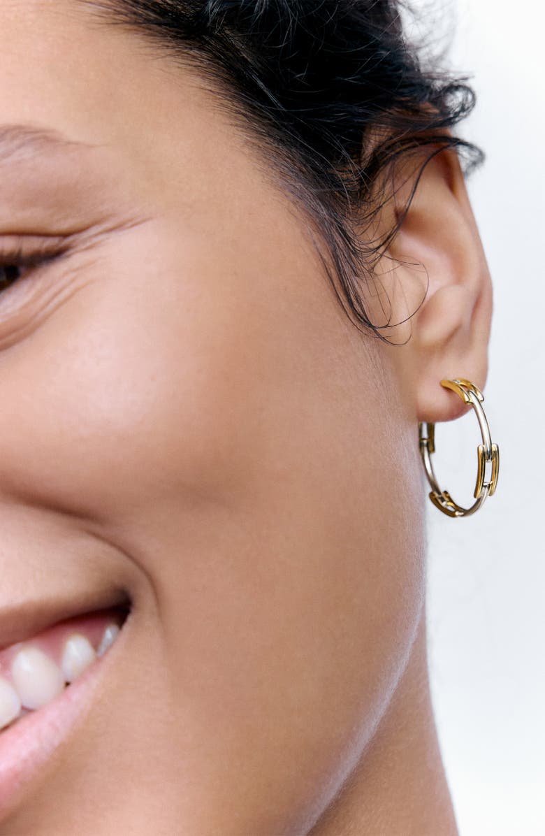 Monica Vinader Signature Two-Tone Hoop Earrings, Alternate, color, 18Ct Gold Vermeil /Ss