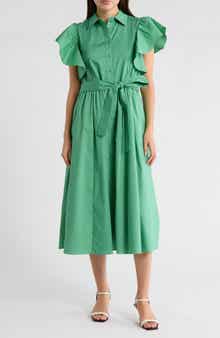 JASON WU Flutter Sleeve Midi Shirtdress
