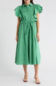 JASON WU Flutter Sleeve Midi Shirtdress