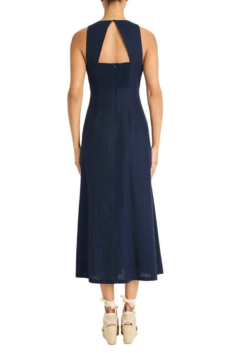 Maggy London Sleeveless Linen Blend Fit & Flare Dress, Alternate, color, Navy Blazer