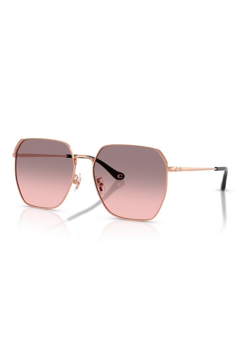 60mm Gradient Square Sunglasses, Alternate, color, SHINY ROSE GOLD / GREY PINK
