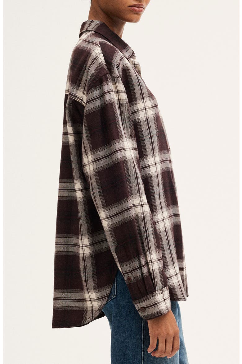 The Easy Plaid Flannel Button-Up Shirt, Alternate, color, DARK BROWN