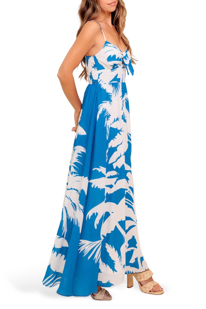 Frond Tie Front Maxi Dress, Alternate, color, NAVY/ WHITE