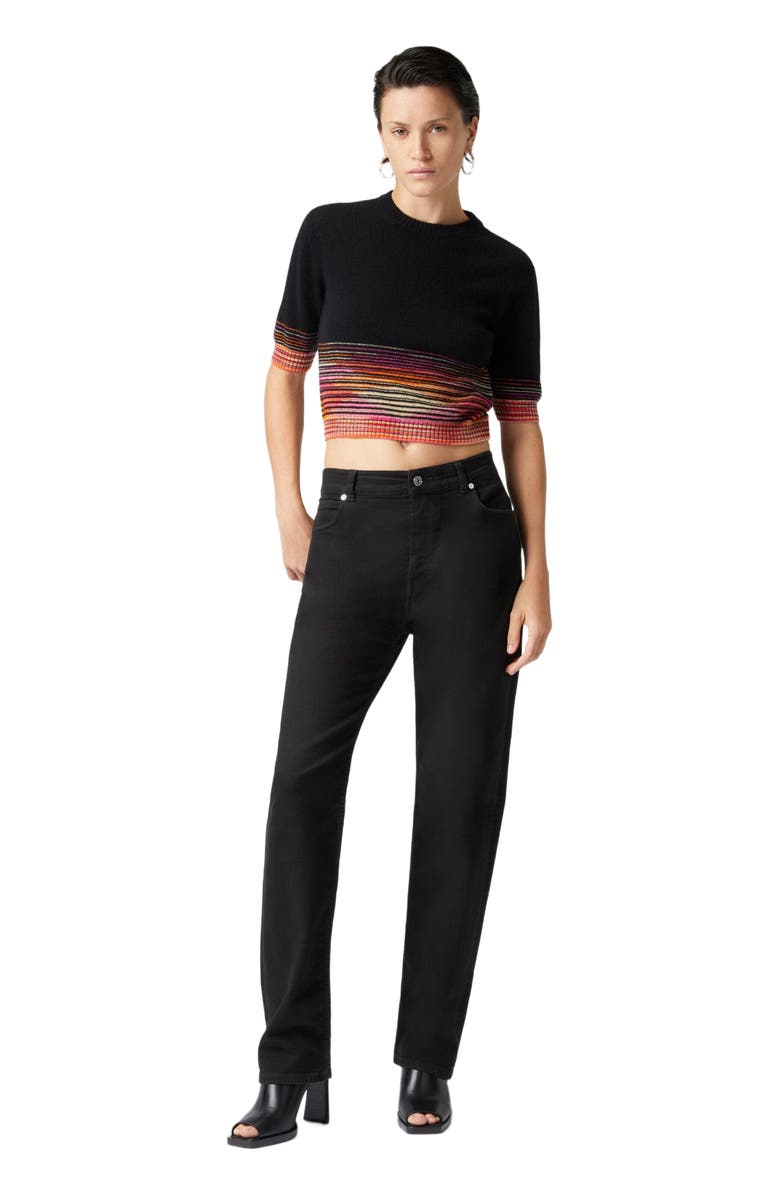 Missoni Short-sleeved Flared Cashmere Crewneck Crop Top, Main, color, 