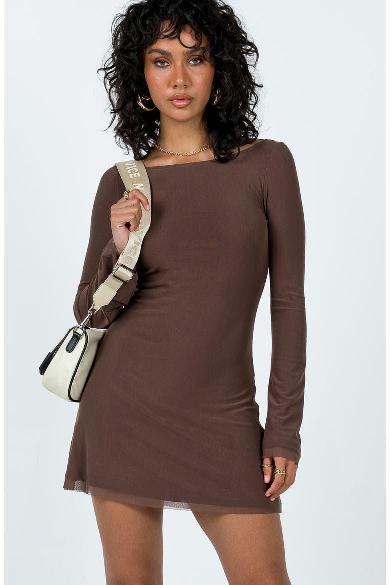 Lukea Long Sleeve Mesh Minidress, Alternate, color, BROWN