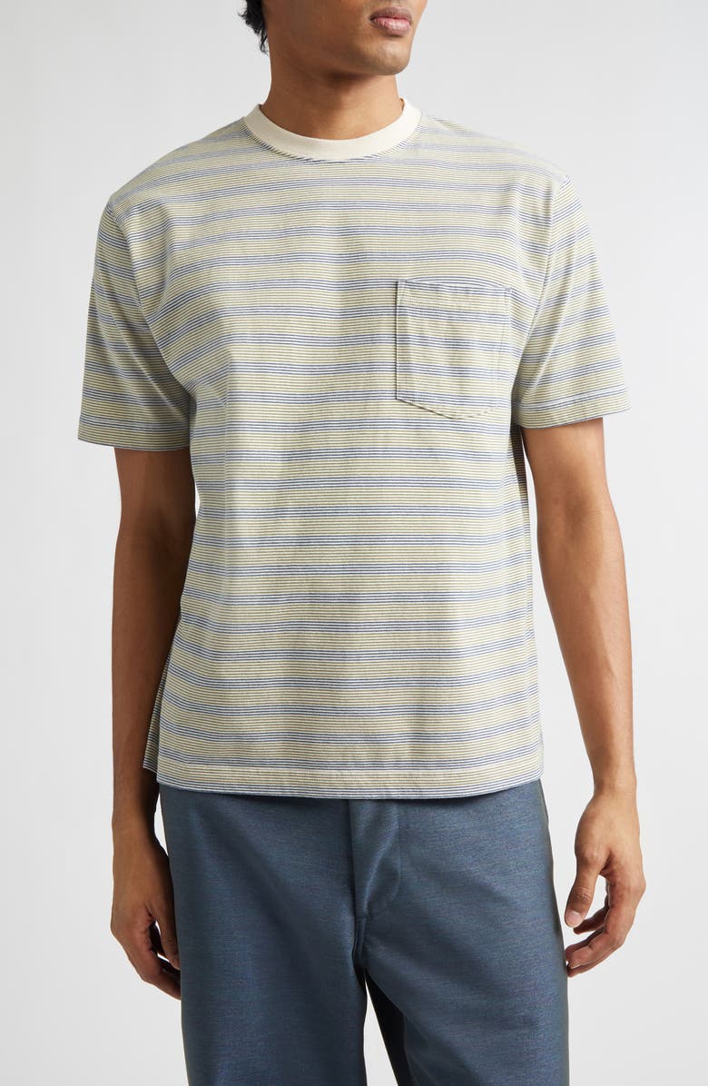 BEAMS Pinstripe Pocket T-Shirt, Main, color, Off White