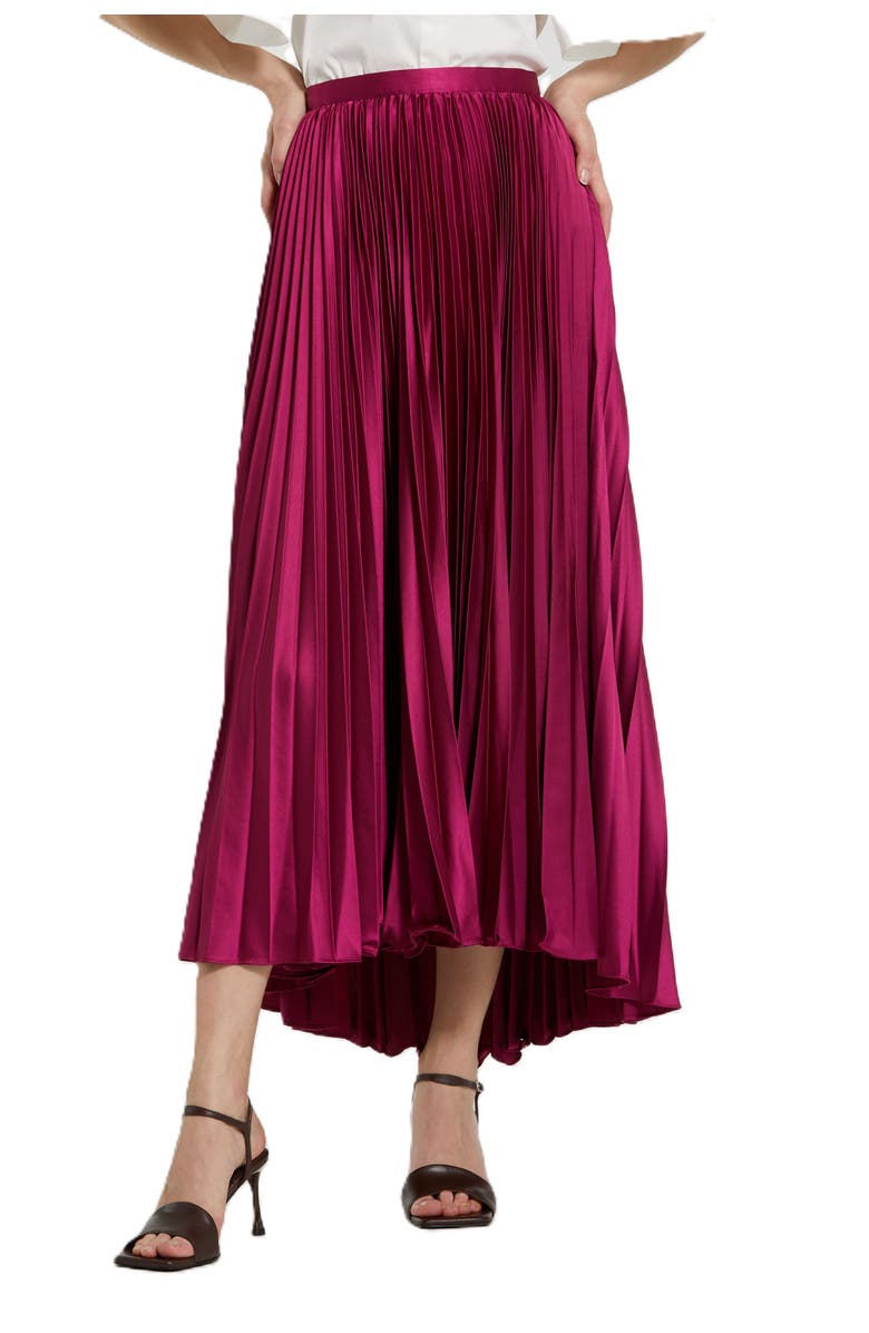 Mac Duggal Long Pleated Satin Evening Skirt, Main, color, Fuchsia