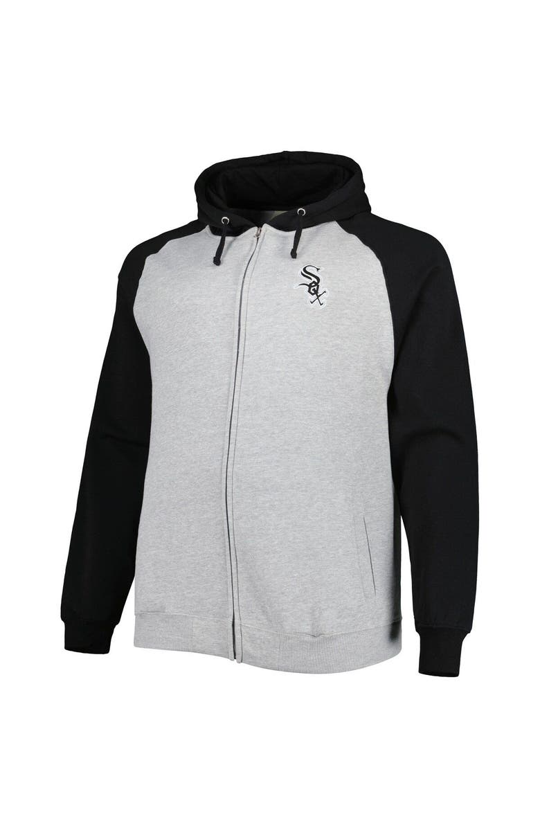 PROFILE Men's Heather Gray/Black Chicago White Sox Big & Tall Raglan Hoodie Full-Zip Sweatshirt, Alternate, color, 