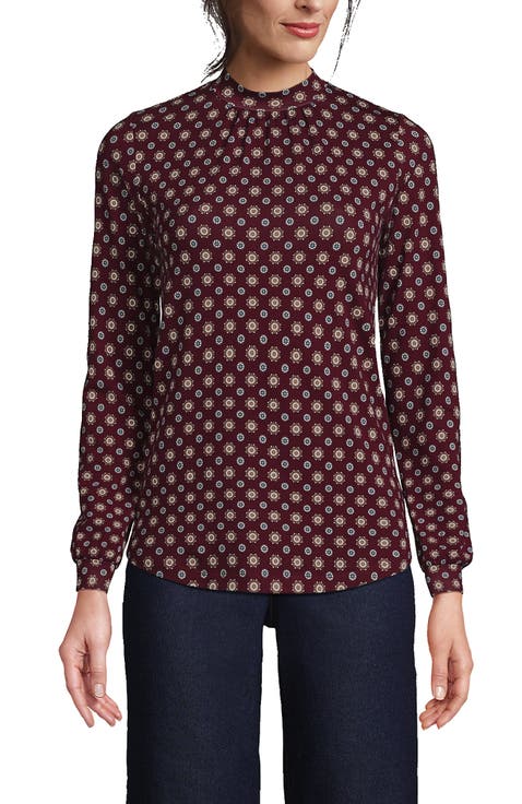 Jersey Long Sleeve Gathered Mock