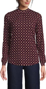 Lands' End Jersey Long Sleeve Gathered Mock