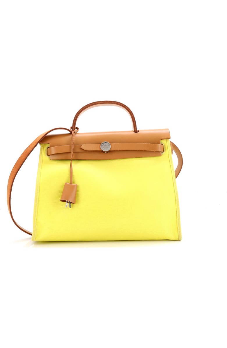 Pre-Owned Hermes Herbag Zip Berline Vache Canvas and Leather 31, Main, color, Jaune Citron