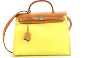 Pre-Owned Hermes Herbag Zip Berline Vache Canvas and Leather 31