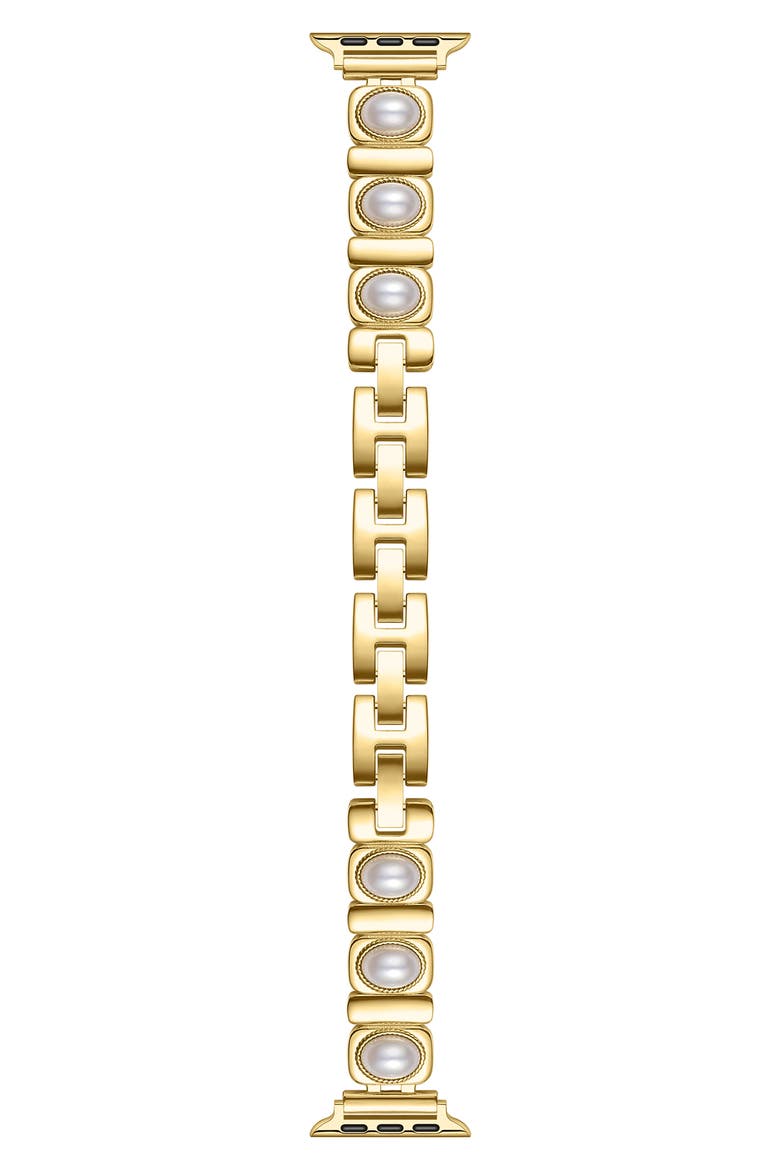 Gaia Imitation Pearl Link Watchband, Main, color, PEARL
