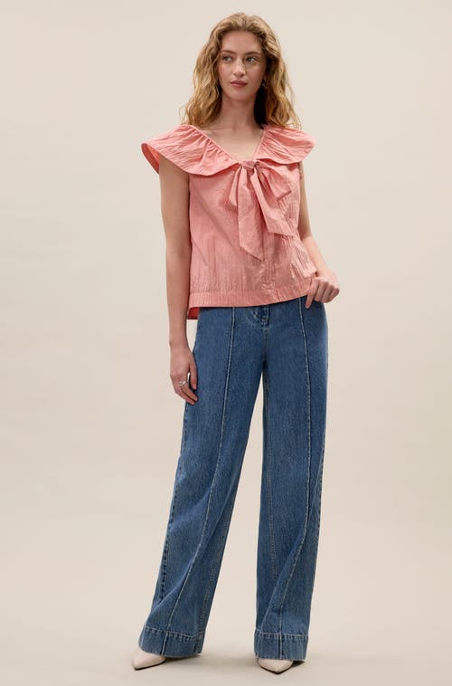 Rebecca Taylor Marietta Crinkle Top In Sorbet In Pink