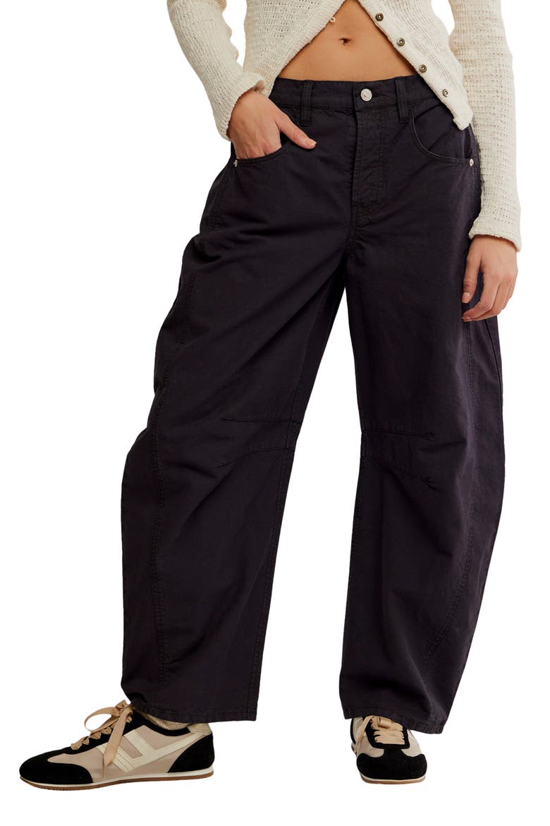 Good Luck Barrel Leg Pants, Main, color, BLACK