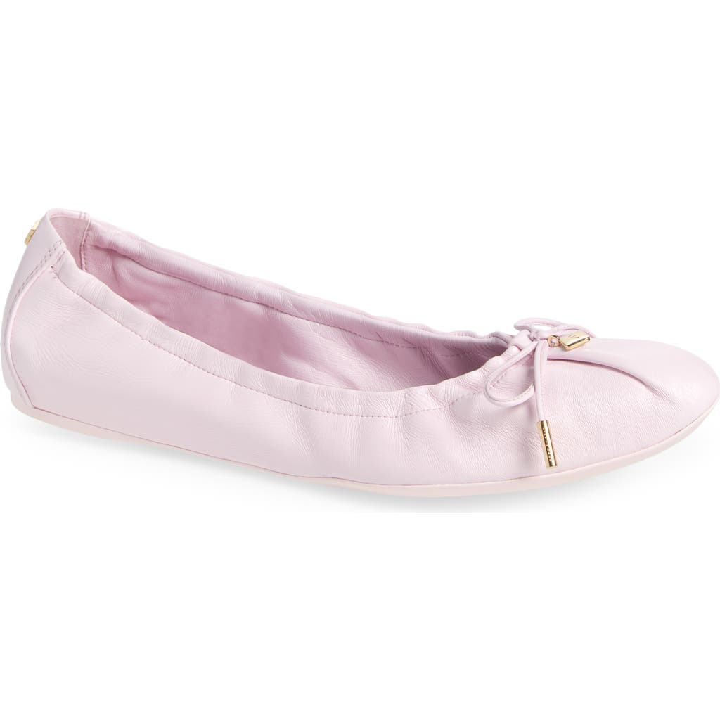Ferragamo Joelle Elasticated Ballet Flats In Cotton Candy