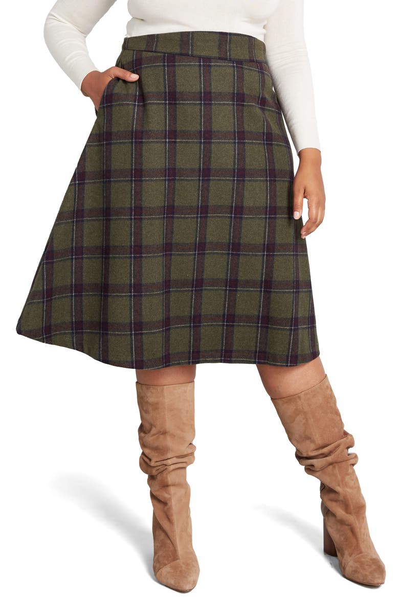 Prim Class Hero Plaid Skirt, Alternate, color, GREEN PLAID