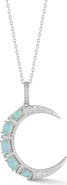GLAZE JEWELRY Cubic Zirconia & Synthetic Opal Moon Pendant Necklace