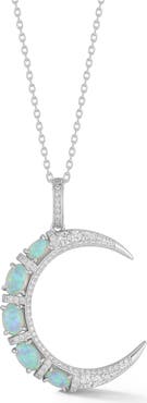 GLAZE JEWELRY Cubic Zirconia & Synthetic Opal Moon Pendant Necklace