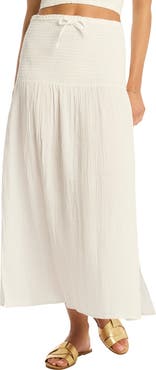 Sea Level Sunset Beach Cotton Gauze Cover-Up Skirt