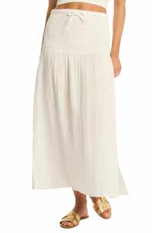 Sea Level Sunset Beach Cotton Gauze Cover-Up Skirt