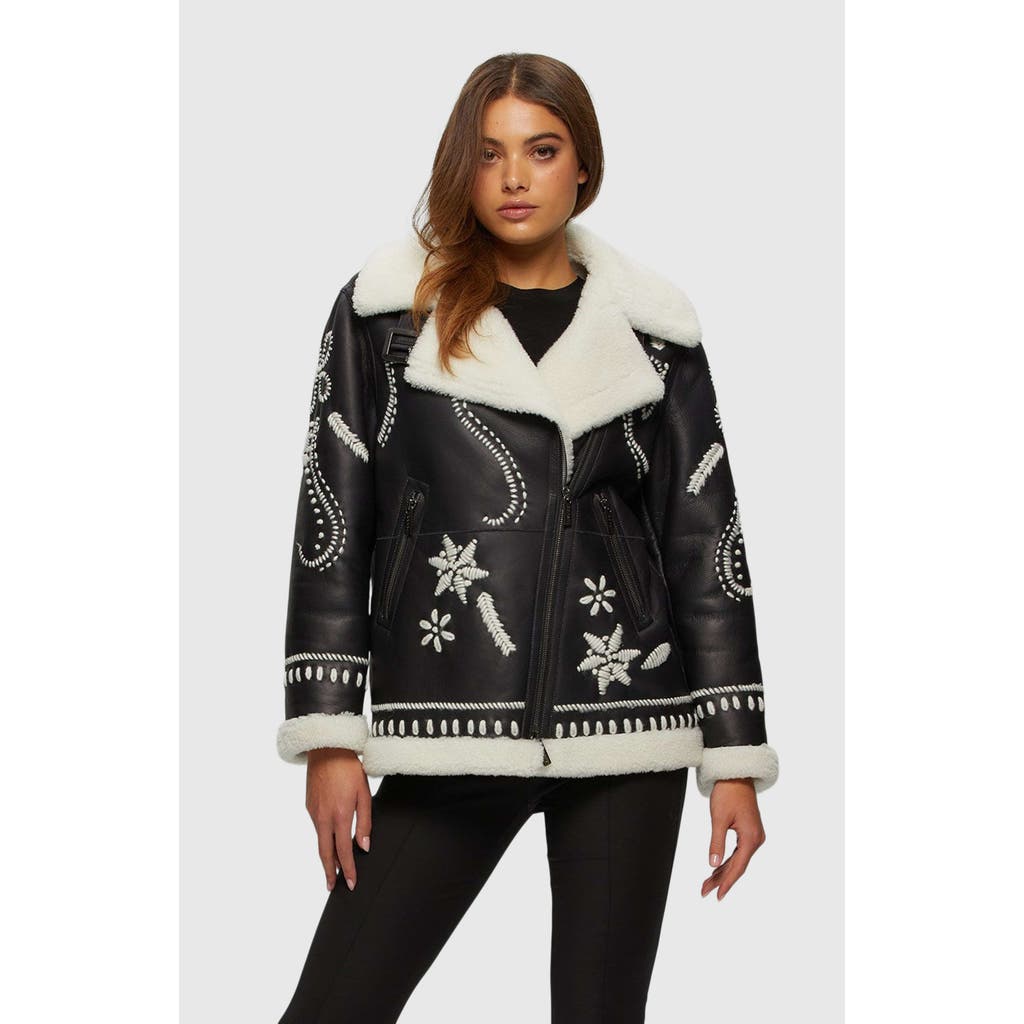 Gorski Shearling Lamb Jacket With Embroidery In Black