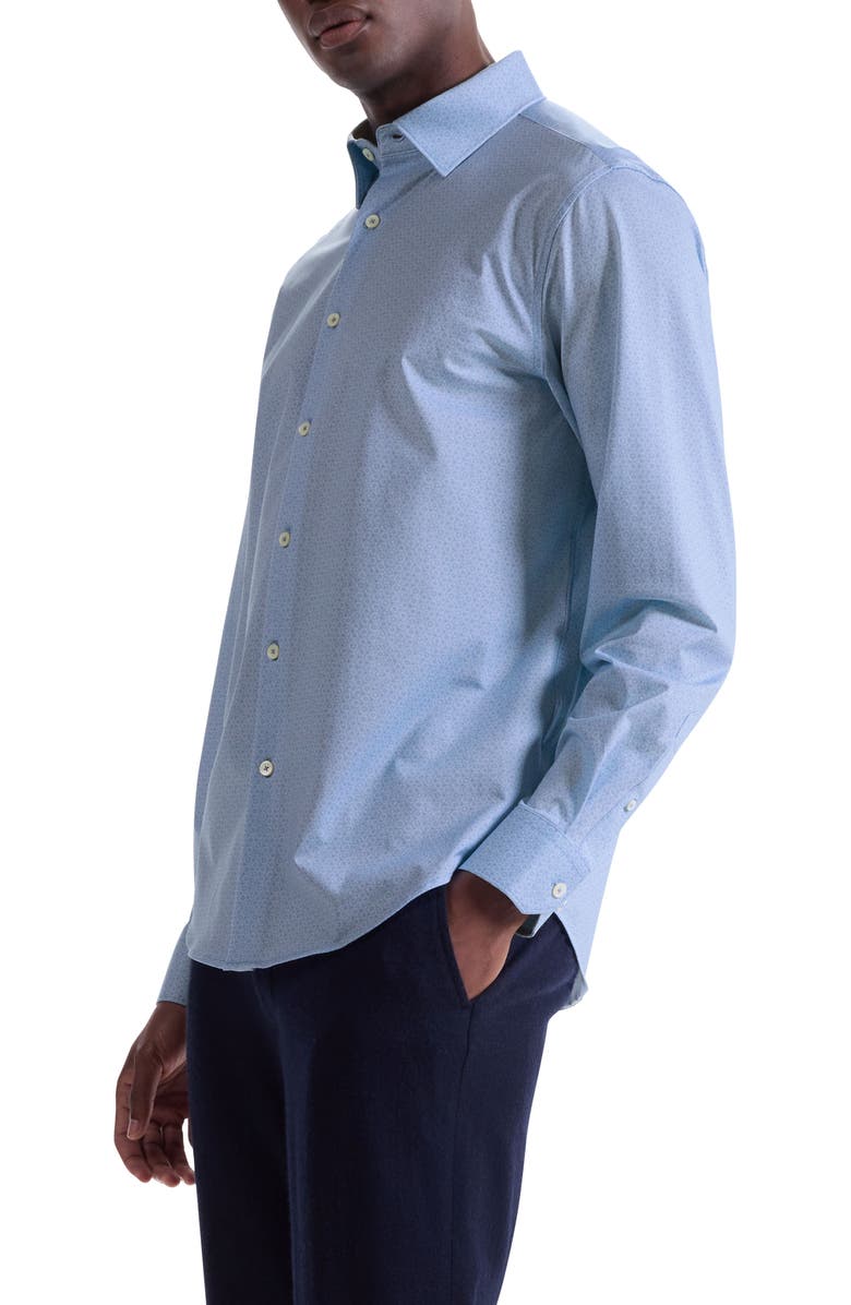 Bugatchi Jules OoohCotton<sup>®</sup> Honeycomb Print Button-Down Shirt, Alternate, color, Sky