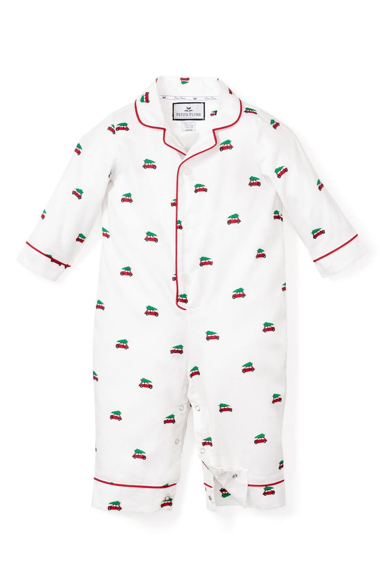 Petite Plume Holiday Journey Cotton Blend Romper, Main, color,