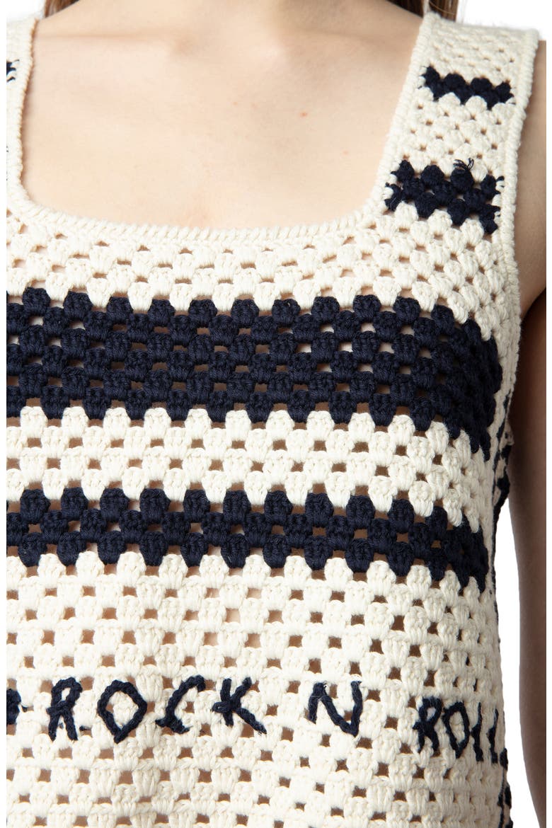 Dillie Stripe Open Stitch Cotton Graphic Sweater Tank, Alternate, color, ECRU
