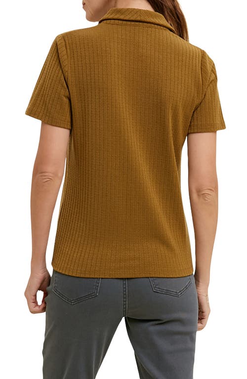 Wishlist Rib Knit Button-up Shirt In Brown