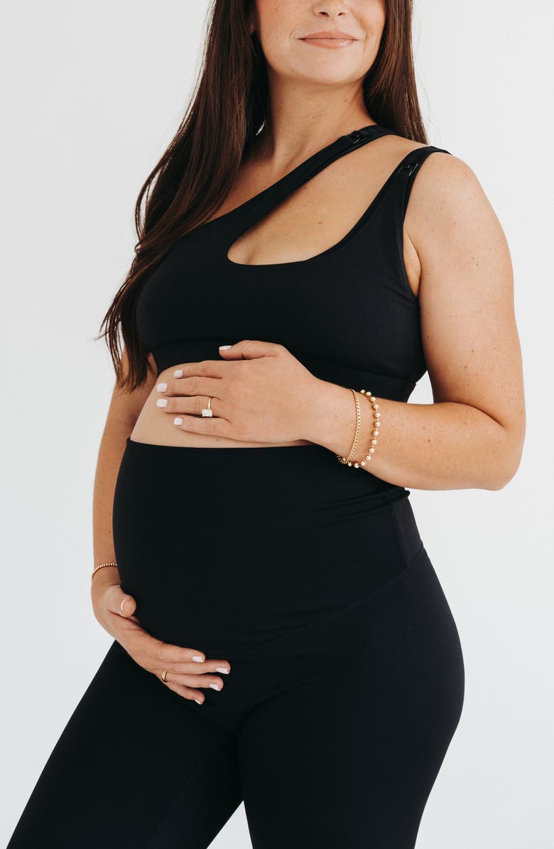 AXK Women's Cross Body Nursing Bra With Easy-Release Breastfeeding Clips and One-Shoulder Design, Alternate, color, Black