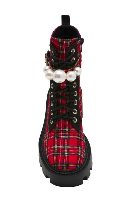 Betsey Johnson Jonnie Lug Sole Boot In Red