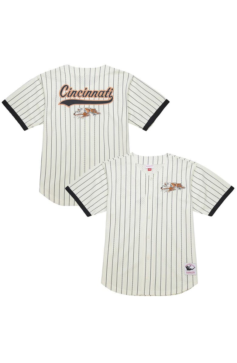 Mitchell & Ness Men's Mitchell & Ness Cream Cincinnati Bengals Final Seconds Vintage Logo Mesh Button-Up Shirt, Main, color, Cream