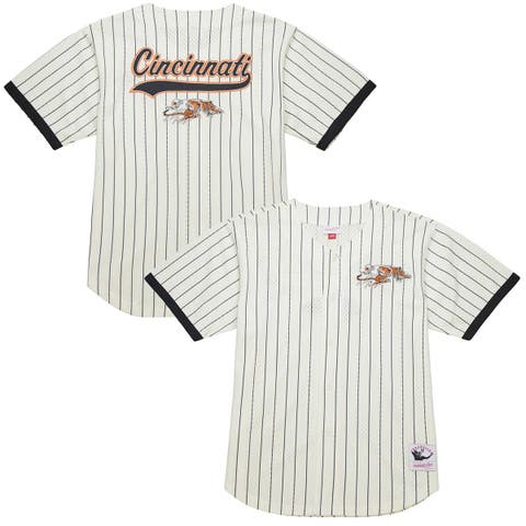 Men's Mitchell & Ness  Cream Cincinnati Bengals Final Seconds Vintage Logo Mesh Button-Up Shirt