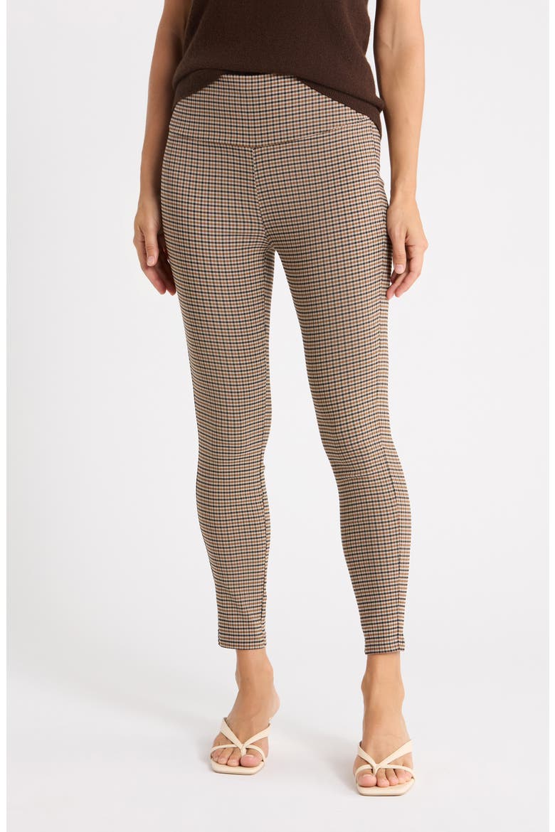 Plaid Leggings, Main, color, BROWN
