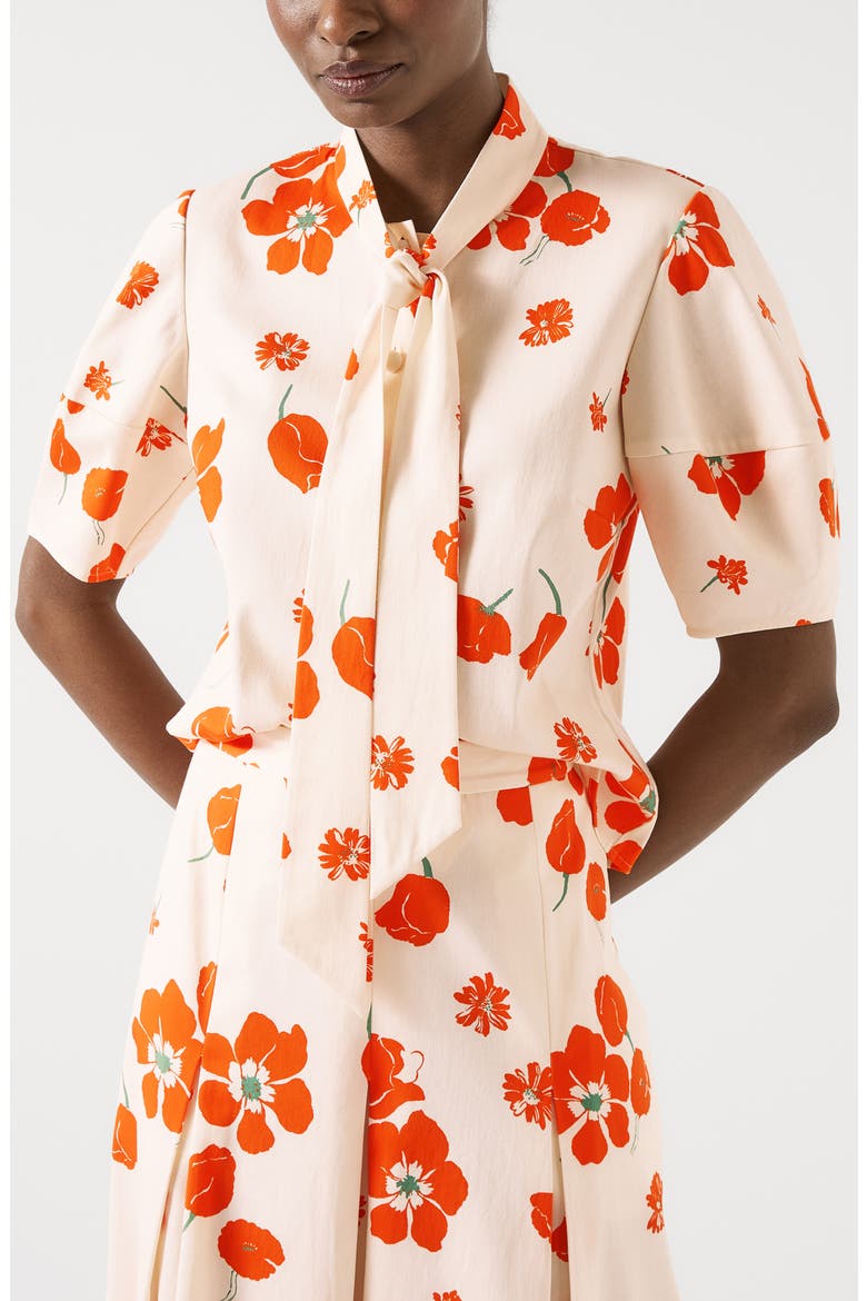 Flora Flora Tie Neck Top, Main, color, ORANGE