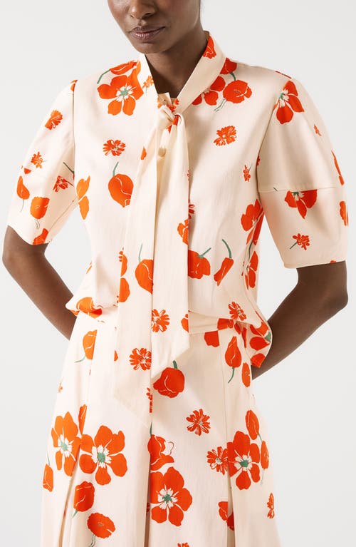 Lk Bennett Flora Flora Tie Neck Top In Neutral