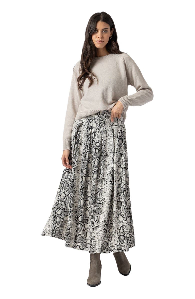 Saint + Sofia Eliza Pleated Skirt, Alternate, color, Cream
