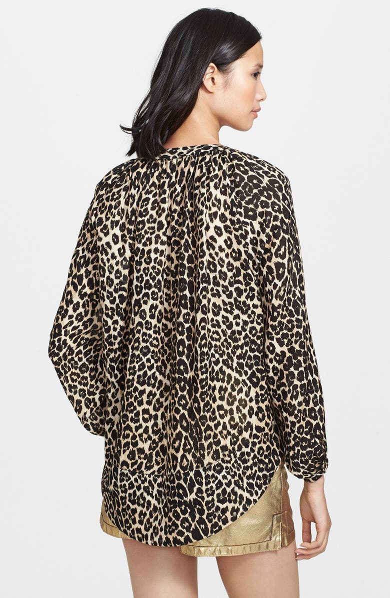 Tamara Mellon Leopard Print Peasant Top, Alternate, color, 