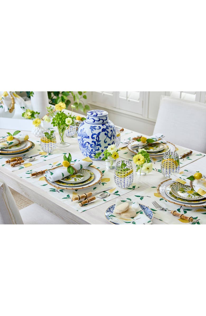 Solino Home Linen Dinner Napkins - Botanical Lemon, 20" x 20", Alternate, color, Botanical Lemon/Off White